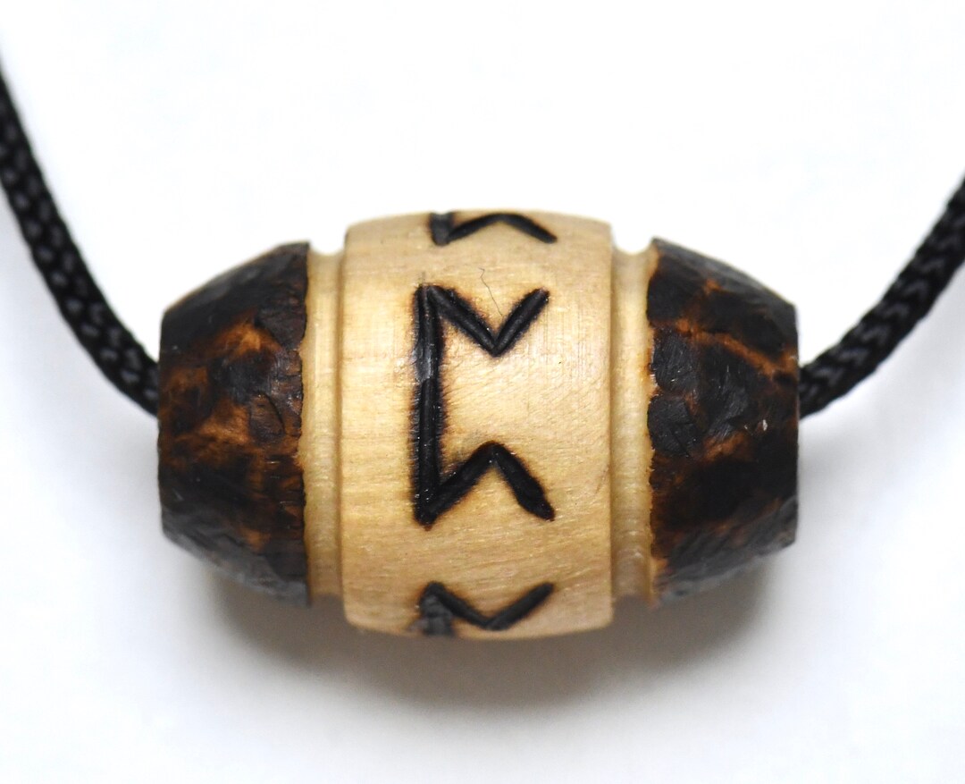 Wooden Bead With Hand-burned Viking Rune PERTHRO Unique Runes on ...