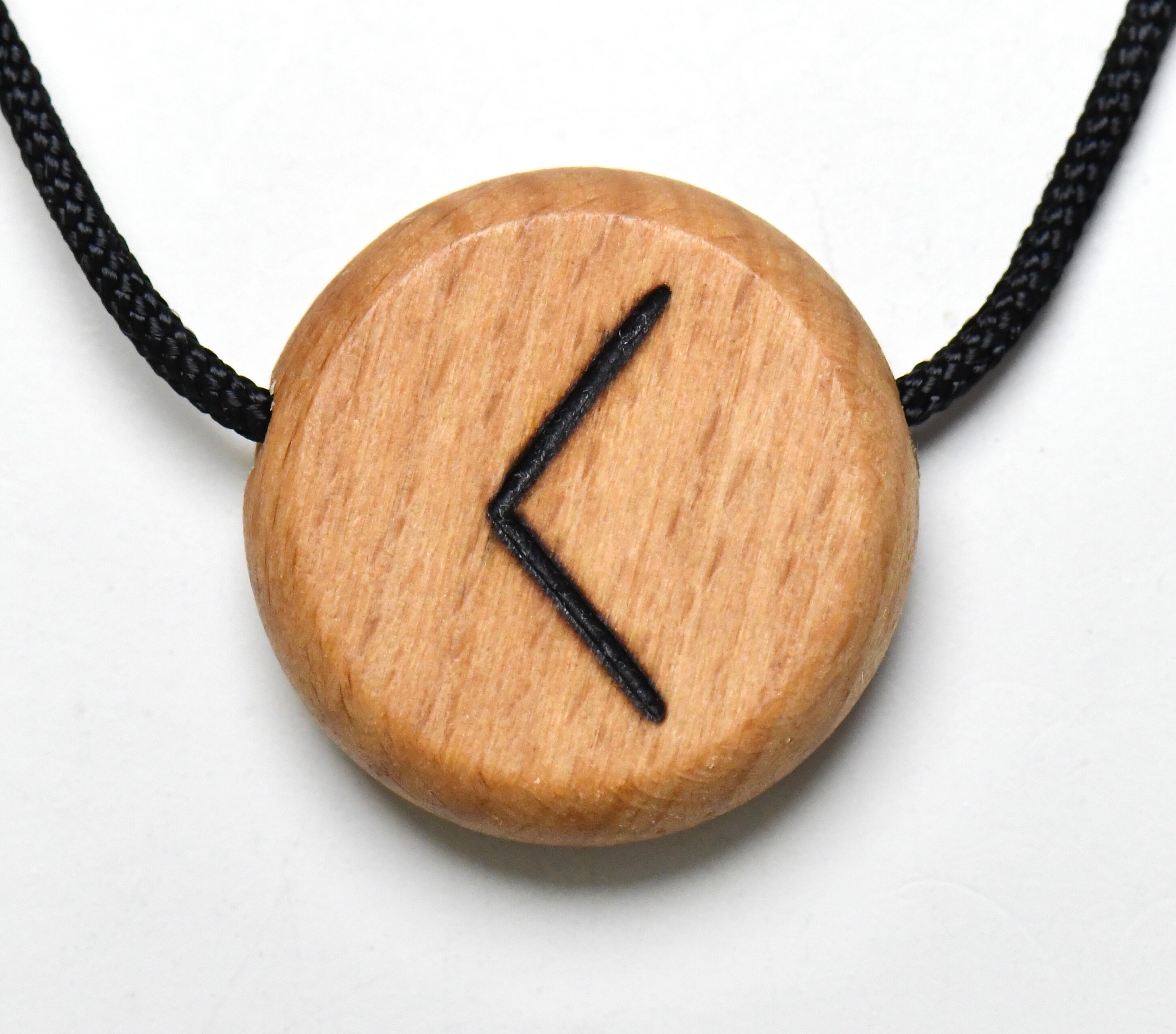 Viking Rune KENAZ Amulet Made of Beech Hardwood With Hand-burned
