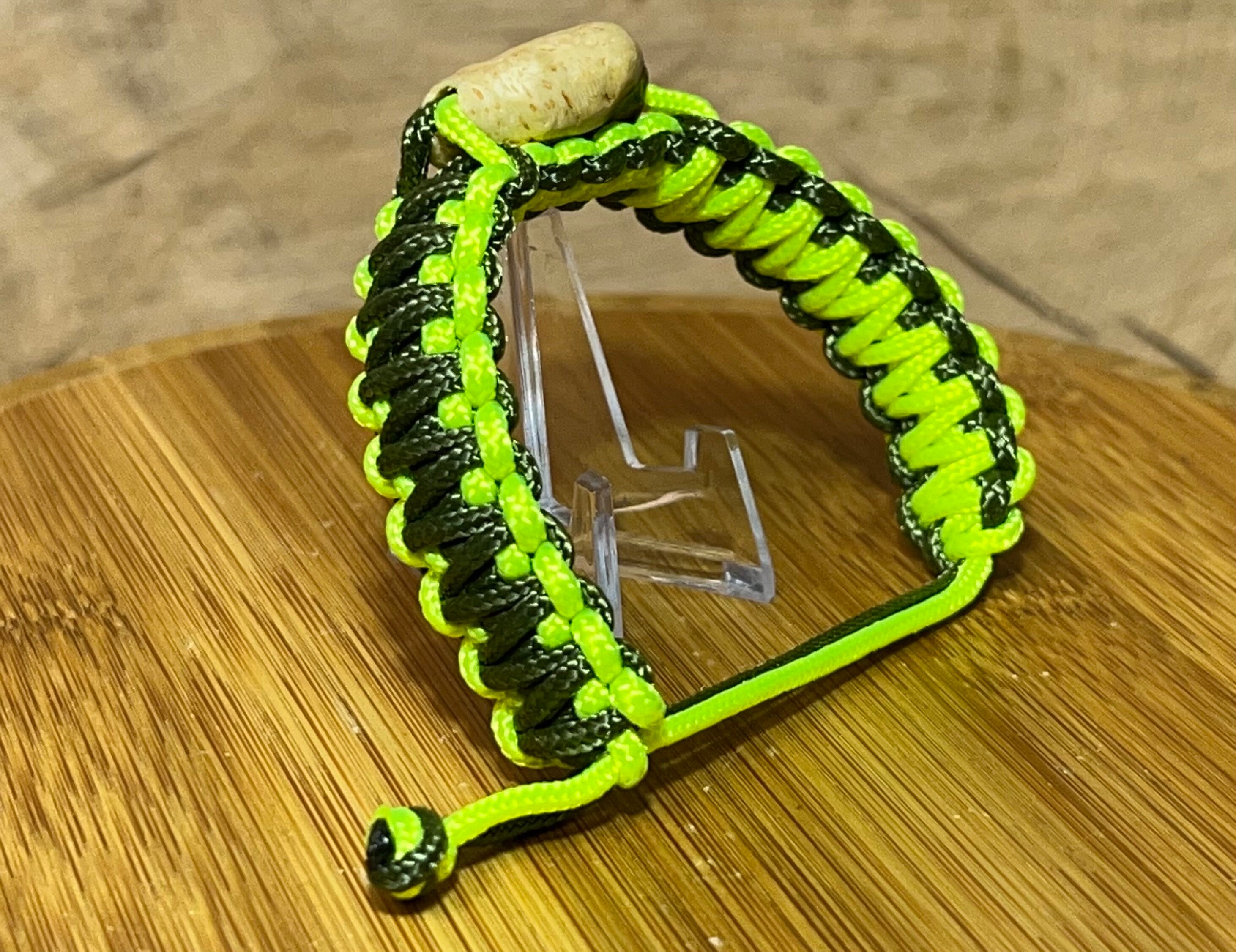 Bracelet Paracorde Vert Avec Perles – Fait Main, Léger Et étanche