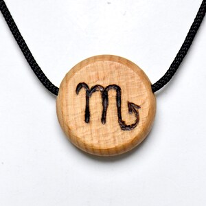 Zodiac sign SCORPION Scorpio amulet made of beech hardwood with hand-burned zodiac sign pendant wooden jewelry beech