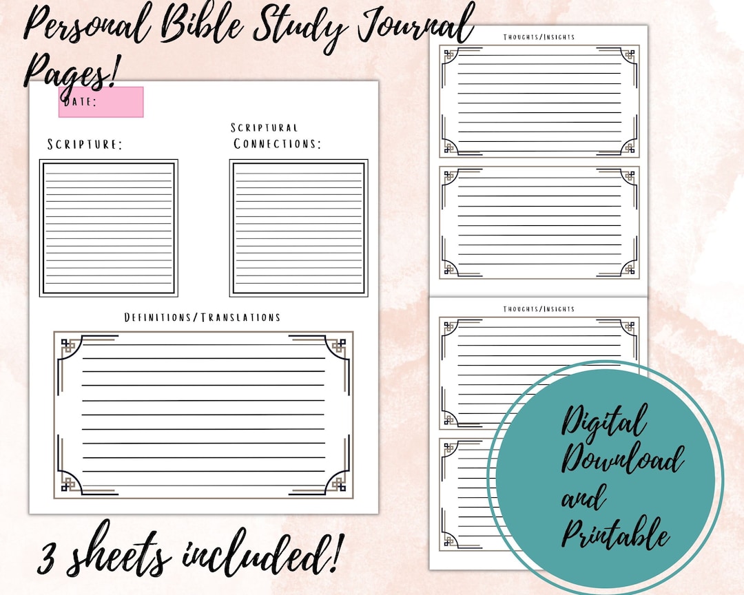 Personal Bible Study Journal Pages, Journal Outline for Everyday Use ...