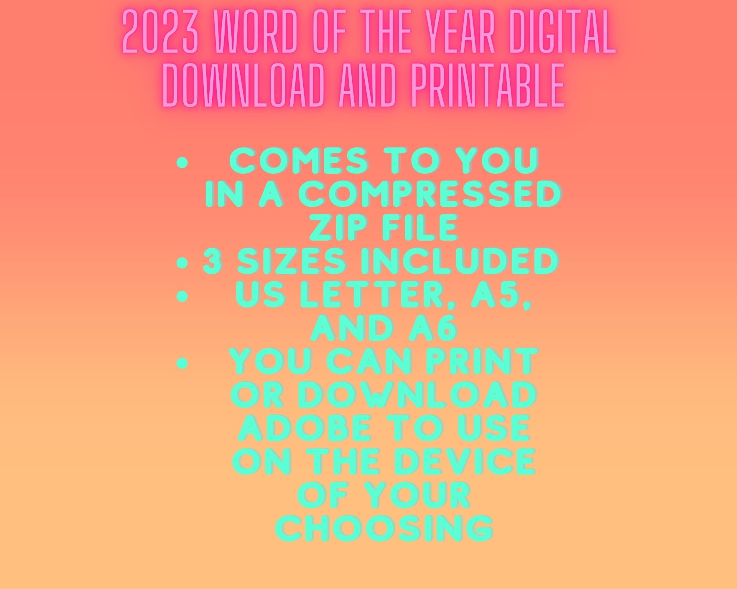 2023 Word of the Year Printable, Word of the Year Digital Download