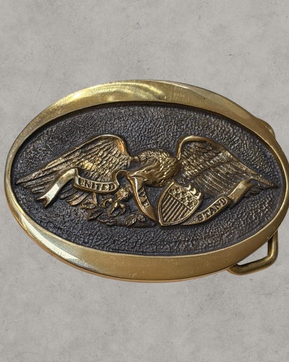 American Eagle “United We Stand” Solid Brass Belt… - image 8