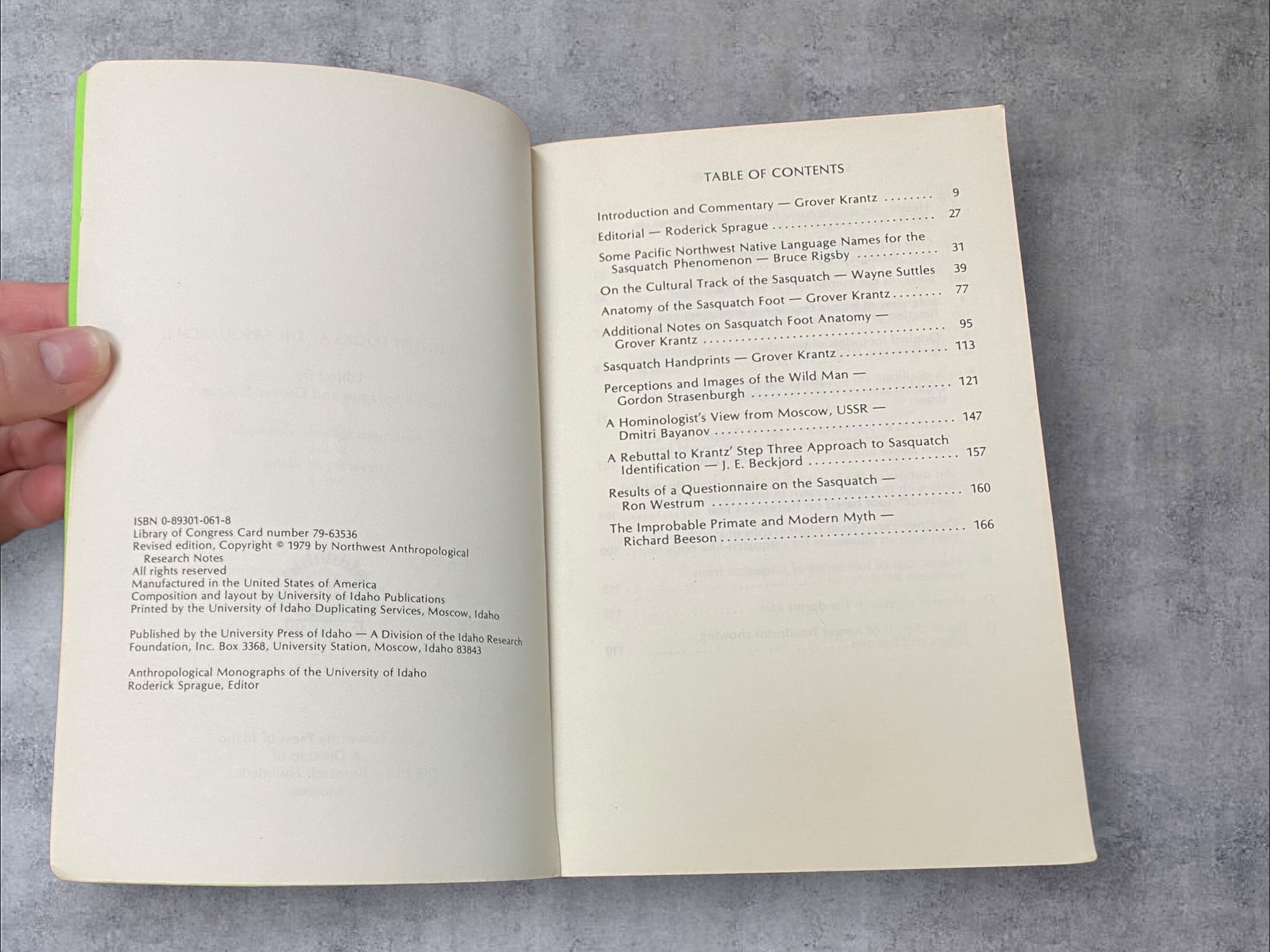 Roderick Sprague The Scientist Looks at the Sasquatch II, Edited by Roderick Sprague and ...