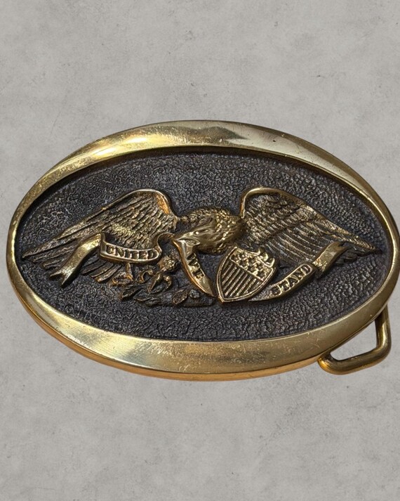American Eagle “United We Stand” Solid Brass Belt… - image 9