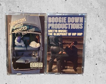 1990s Rap Complilation Cassette Tape Lot, Comptons most wanted music to driveby & Boogie Down Productions Ghetto Music: Blueprint of Hip Hop