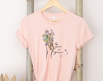 Camiseta católica / Camisa religiosa / Camisa con verso bíblico / Camisa Grow in Grace / Regalos católicos para mamá / Regalos católicos / Regalos cristianos/
