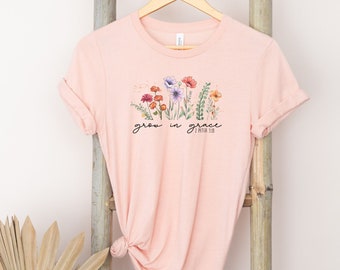 Camiseta católica / Camisa religiosa / Camisa con verso bíblico / Camisa Grow in Grace / Regalos católicos para mamá / Regalos católicos / Regalos cristianos/
