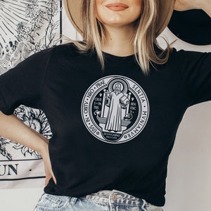 Saint Benito T-shirt | Catholic shirt | Catholic Gifts | Catholic gifts for mom | Baritus Catholic | Baritus tshirts | Religious Gifts |