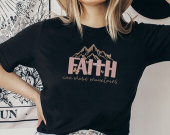 Faith Can Move Mountains Camiseta / Camiseta católica / Regalos religiosos / Regalos de niña católica / Regalos católicos / Regalo de niña cristiana / Bartuis /