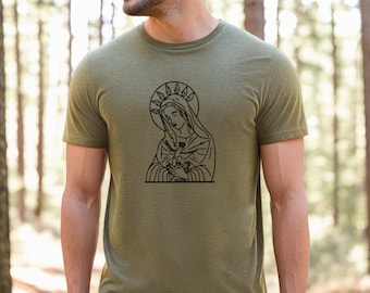 Camisa de hombre católico / Camisa de María / Camiseta de María / Camiseta católica / Regalos católicos / Camisa de Nuestra Señora / Baritus Católica / Camiseta para hombre / Regalos para él