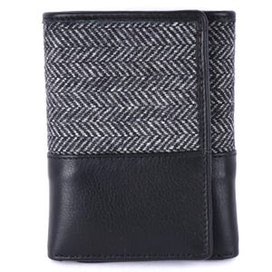 Portefeuille à trois volets en toile et cuir pour homme, Portefeuille en cuir, Blocage RFID, Monogramme personnalisé, Saint-Valentin, Petit ami, Cadeau pour papa, Portefeuille cadeau pour homme