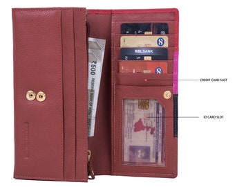 Brown Leather Wallet for Women: Multi-Color Clutch Purse