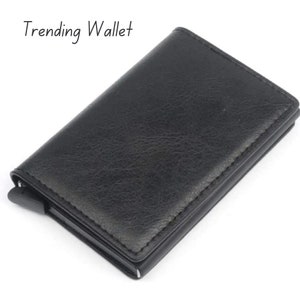 Cadeaux de Noël personnalisés, portefeuille mince et minimaliste en cuir véritable, fermeture magnétique, portefeuille mince RFID, porte-cartes gravé personnalisé