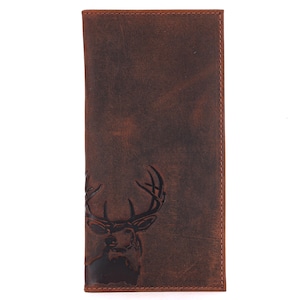 Personalised Deer Long Bifold Wallet,Tall Wallet,Rodeo Wallet,Men Leather Bifold Wallet,Deer Wallet,Christmas,Gift for Dad,Gifts for Him