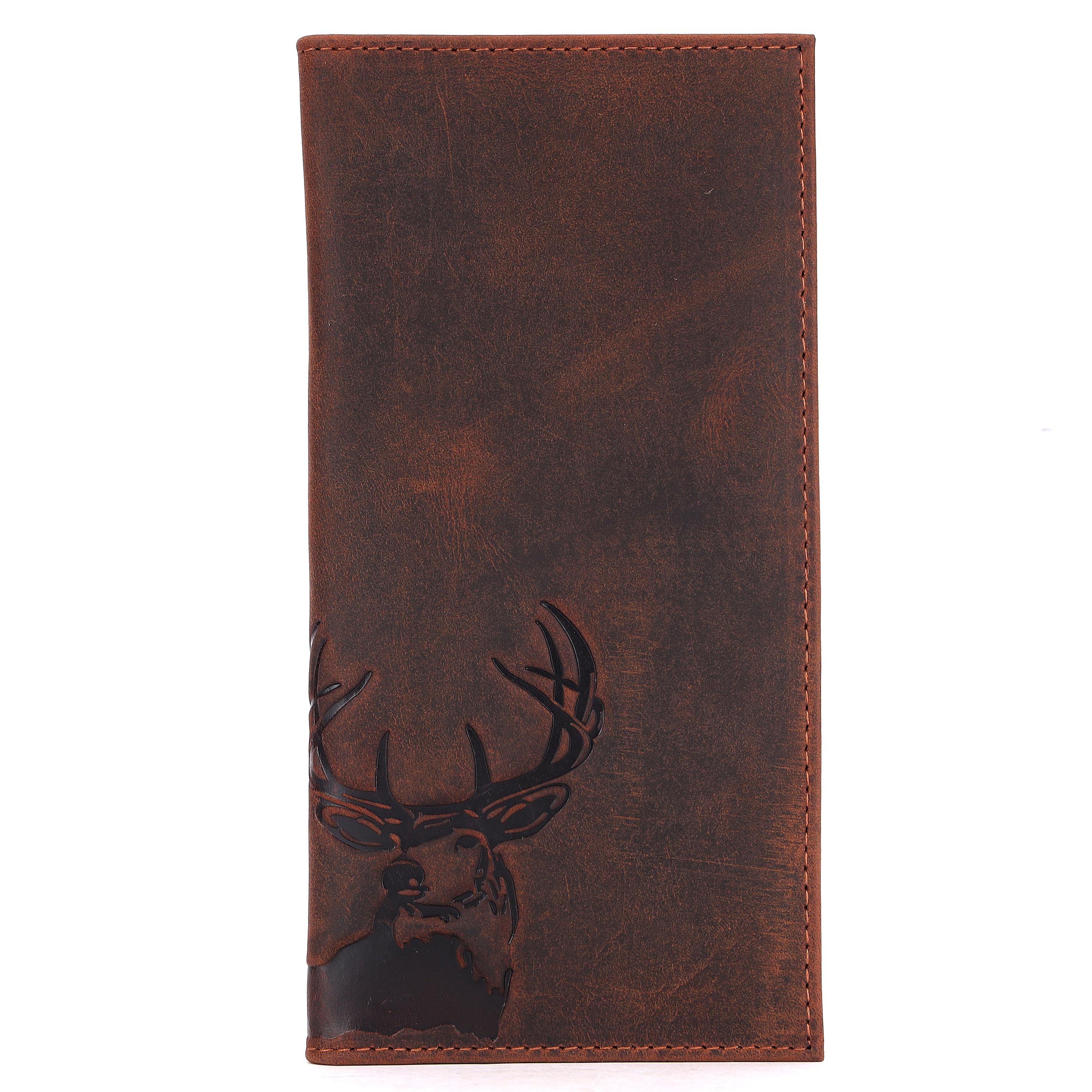 Canada Flag Moose Men's Minimalist Leather Bifold Wallet - Slim Blocking RFID Purse With 6 Card Slots - View #6