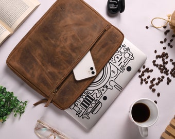 Handcrafted Leather MacBook Pro Sleeve 13-14 Inch: Personalized Laptop Bag