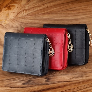 Borsa personalizzata, portafoglio da donna, borsa in pelle da donna personalizzata con porta carte, tasca porta monete con cerniera, portafoglio in pelle personalizzato, regalo per lei