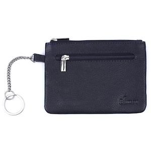 Leather Coin Purse: Navy Blue Zip Wallet, Women&#39;s Gift (13.5 × 9 CM)