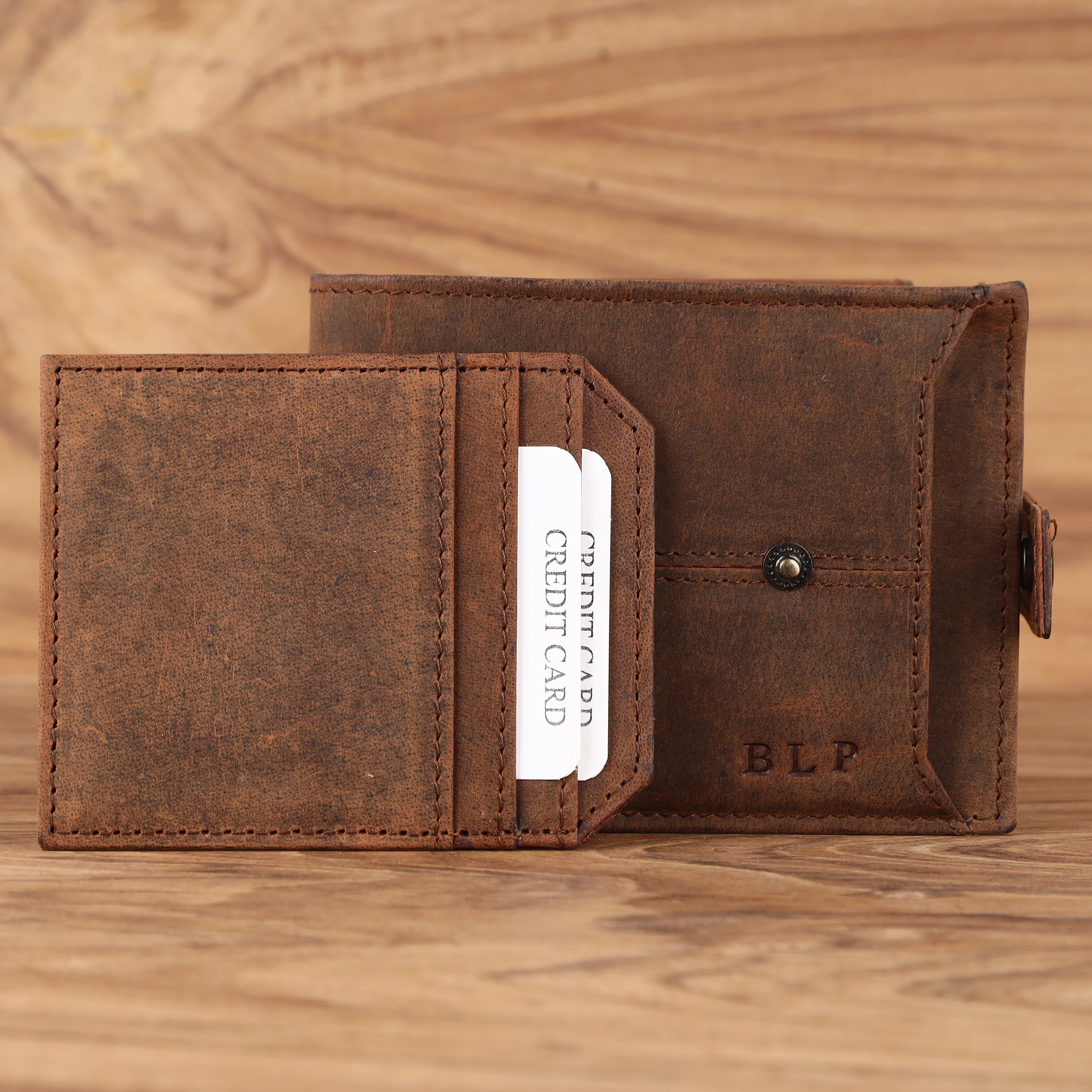 Personalized Full Grain Leather Wallet – RFID Blocking, Custom Monogram Engraved, Gift Wallet for Men