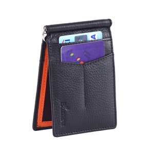 fermasoldi, portafoglio minimalista con fermasoldi, fermasoldi in pelle, fermasoldi testimone dello sposo, portafoglio con tasca frontale sottile bi-fold in vera pelle
