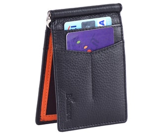 money clip, minimalist money clip wallet, leather money clip, groomsman money clip, Bi-fold Slim Genuine Leather  Front Pocket Wallet