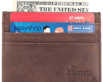 Handmade Leather Card Holder: Slim Minimalist Wallet