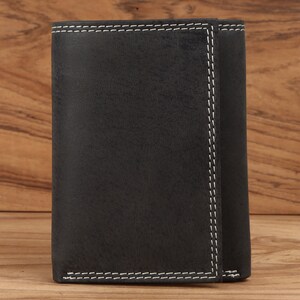 Portefeuille à trois volets en cuir pleine fleur, RFID, portefeuille personnalisé, portefeuille en cuir, portefeuille pour homme, cadeau de Noël, cadeau d'anniversaire, cadeau pour lui