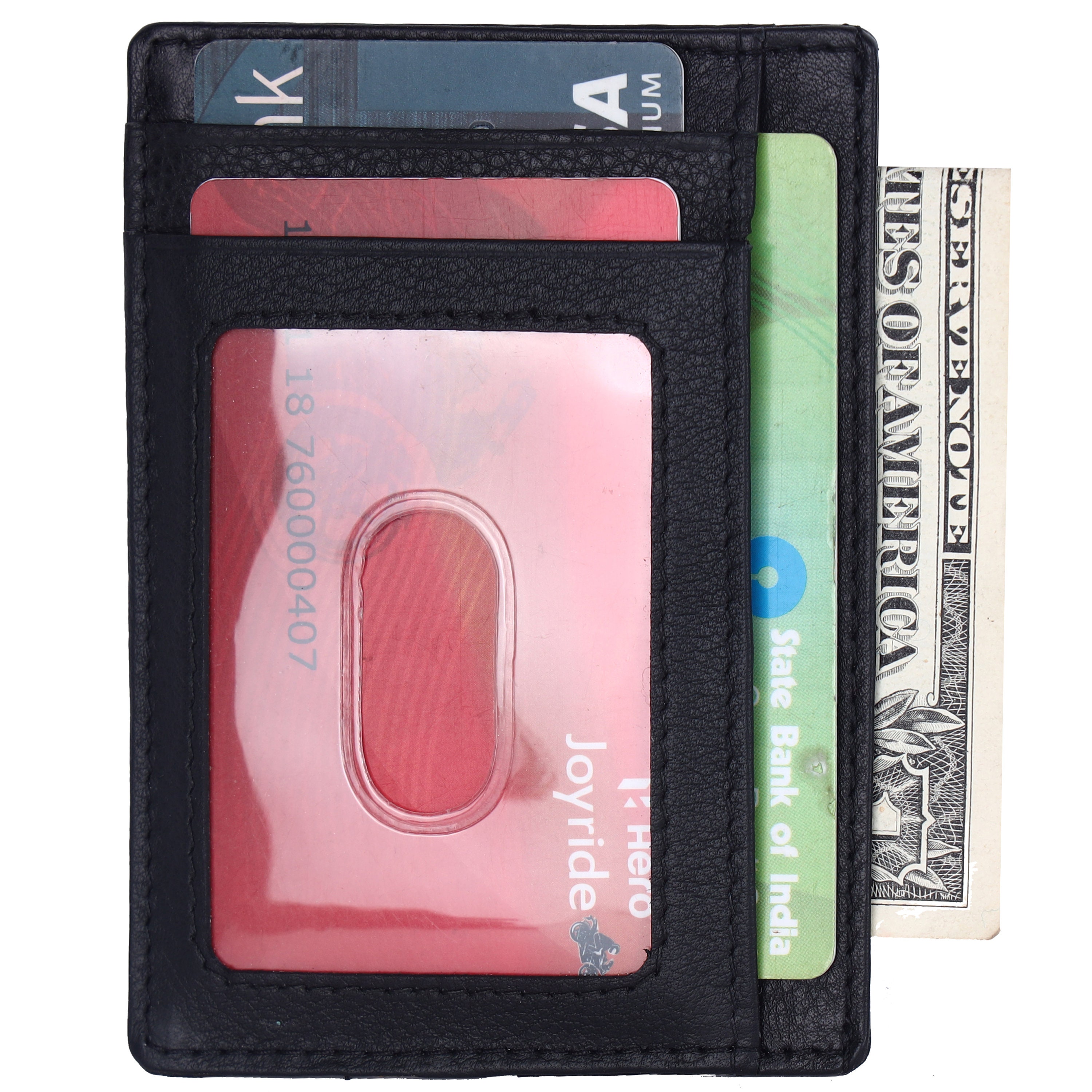 Portafoglio Uomo Sottile In Pelle Con Blocco RFID - Minimalista, Porta Carte, Tasca Frontale, Marrone