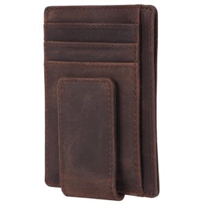 Full Gain Leather Carry For All Magnetic Front Pocket Wallet,Personalized Leather Money Clip Wallet,Slim Minimalistic Wallet,Gift Money Clip
