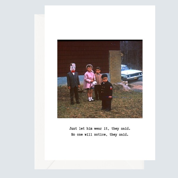 Funny Easter Vintage Photo Card | "They Said" Humor | Blank Inside | 5 x 7 | Handmade | Easter Bunny Humor