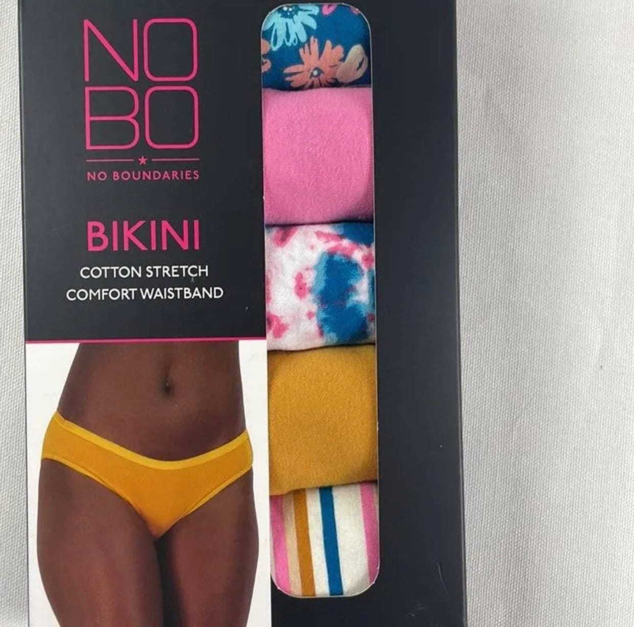 No Boundaries Women's Cotton Stretch Bikini Panties, 5-Pack