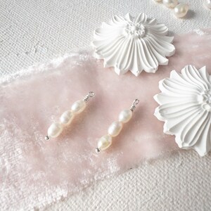 Handmade Dainty Rice Pearl Earring Charms (pair): 14K Gold Filled or Sterling Silver