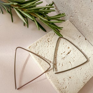 Handmade Niobium Triangle Threader Earrings: Minimalist Style, Sensitive Ears