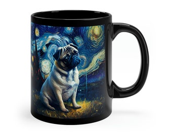 Coffee Mug For Pug Dog Lover Gift For Dog Dad Gift For Dog Mom Gift for Dog Lover Mug Dog Mom Mug Dog Dad Mug Pug Mug Pug Cup Starry Night