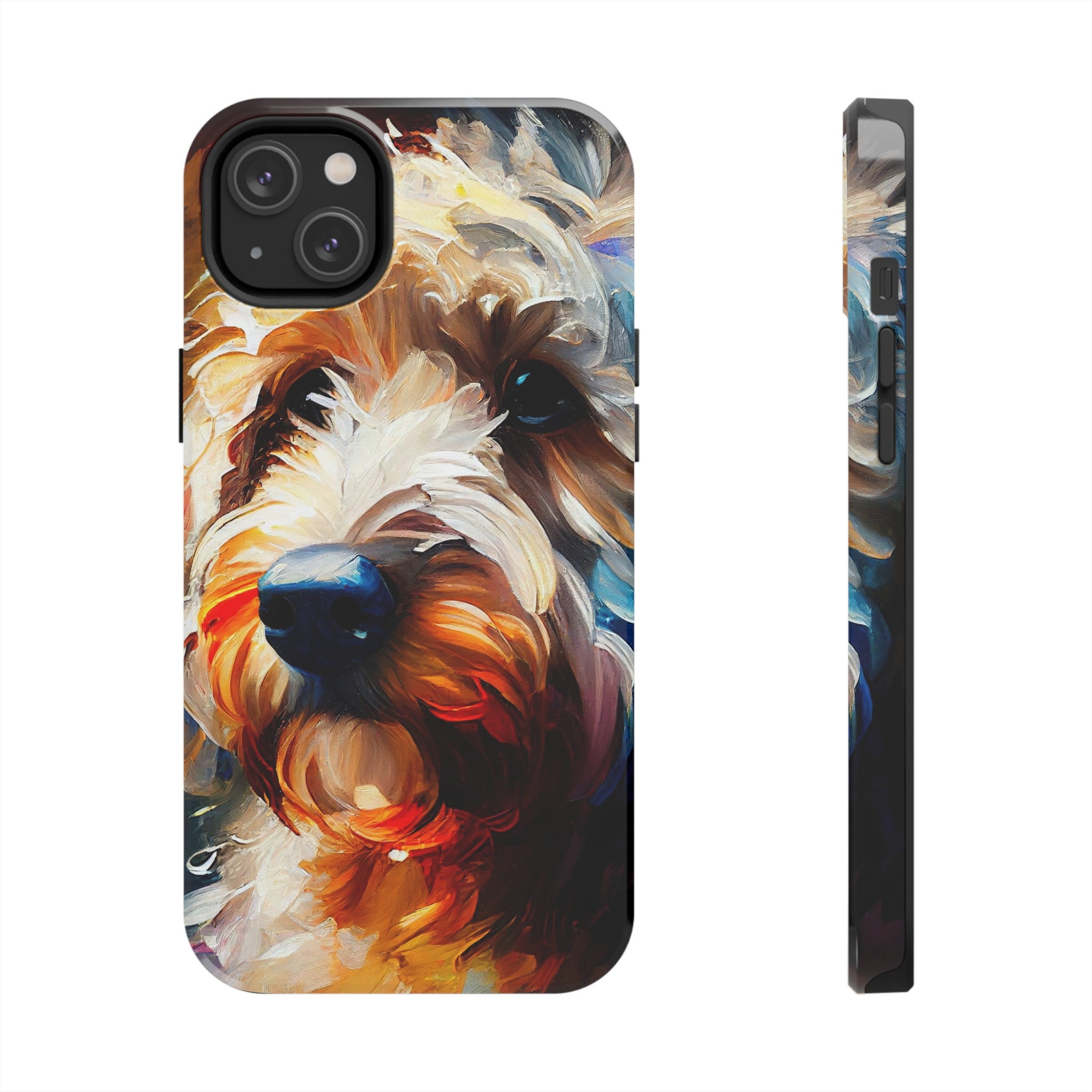 IPhone Case 13 14 Mini Plus Pro Max Goldendoodle Painting Friend Dog