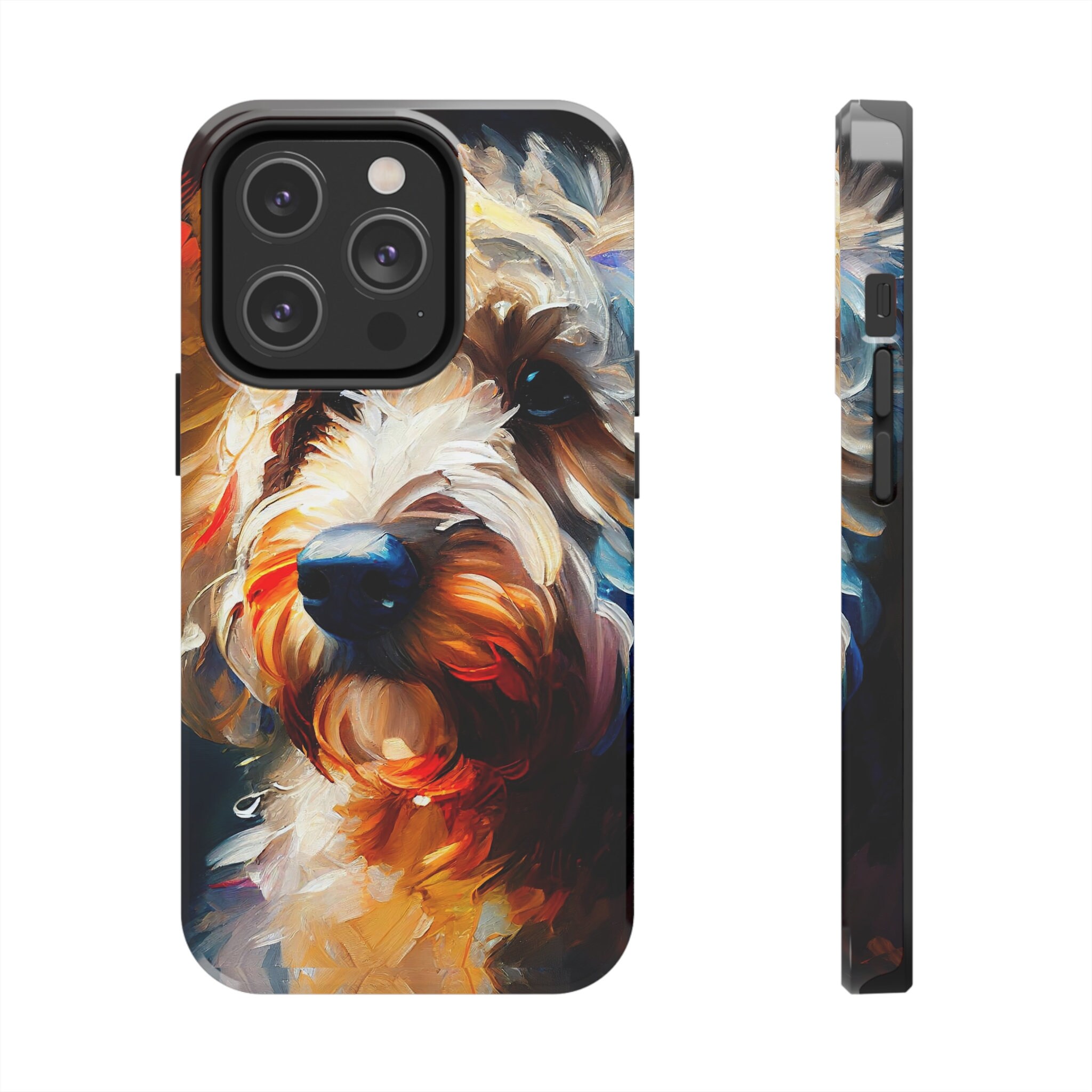 IPhone Case 13 14 Mini Plus Pro Max Goldendoodle Painting Friend Dog
