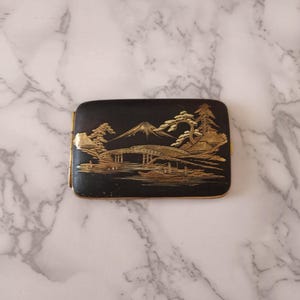 Japanische Zigarettenetui, Vintage japanische Zigarettenetui aus Metall im Komai-Stil. MCM. Sehr seltenes Fundstück!