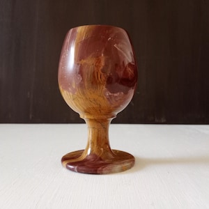 Vintage Hand-Carved Onyx Stone/Marbled Wine Glasse/Goblet, MCM.