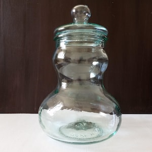 Vintage Italian Jar, Clear Green Glass Made In Italy SVE A, Cookie/Candy Jar. MCM. Rare!