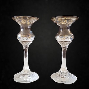 Crystal Candlestick Holders, Pair of Vintage Rosenthal Classic German Crystal, Made in Germany. MCM. Rare Find!