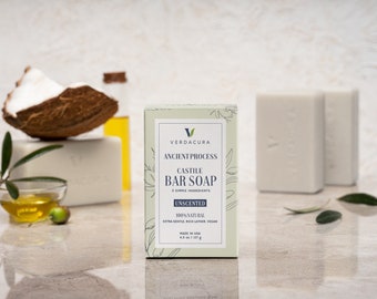 Unscented Bar Soap,  100% Natural Soap, Vegan Soap, Old Recipe Soap, Palm Free Soap, Soap for Sensitive Skin, Soap for Dry Skin, Gentle Soap