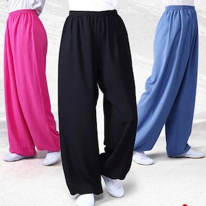 Cotton Linen Tai Chi Pants Lantern Breathable Women Men Martial Arts Pants Yoga Boxing Trousers,Women Harem Pants,WOMEN linen pant