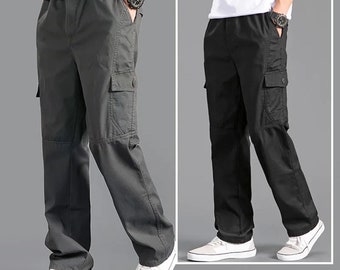 New Cargo Pants Men's Loose Straight Oversize Clothing Solid Versatile Work Wear Joggers Cotton Male Casual Solid Color Breathable Trousers