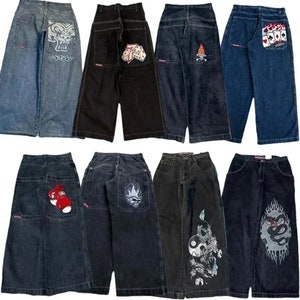 Y2K Baggy Jeans uomo vintage Jeans ricamati di alta qualità HipHop streetwear Harajuku uomo donna jeans a gamba larga, pantaloni larghi stile skate