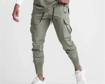 Nouveau pantalon cargo mince et élastique à séchage rapide pour homme, pantalon de jogging décontracté en molleton pour homme