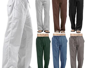 Nuovi pantaloni larghi da uomo in lino Pantaloni biancheria oversize Streetwear Pantaloni da yoga primavera estate maschile Abbigliamento casual da uomo Pantaloni sportivi, pantaloni di lino larghi