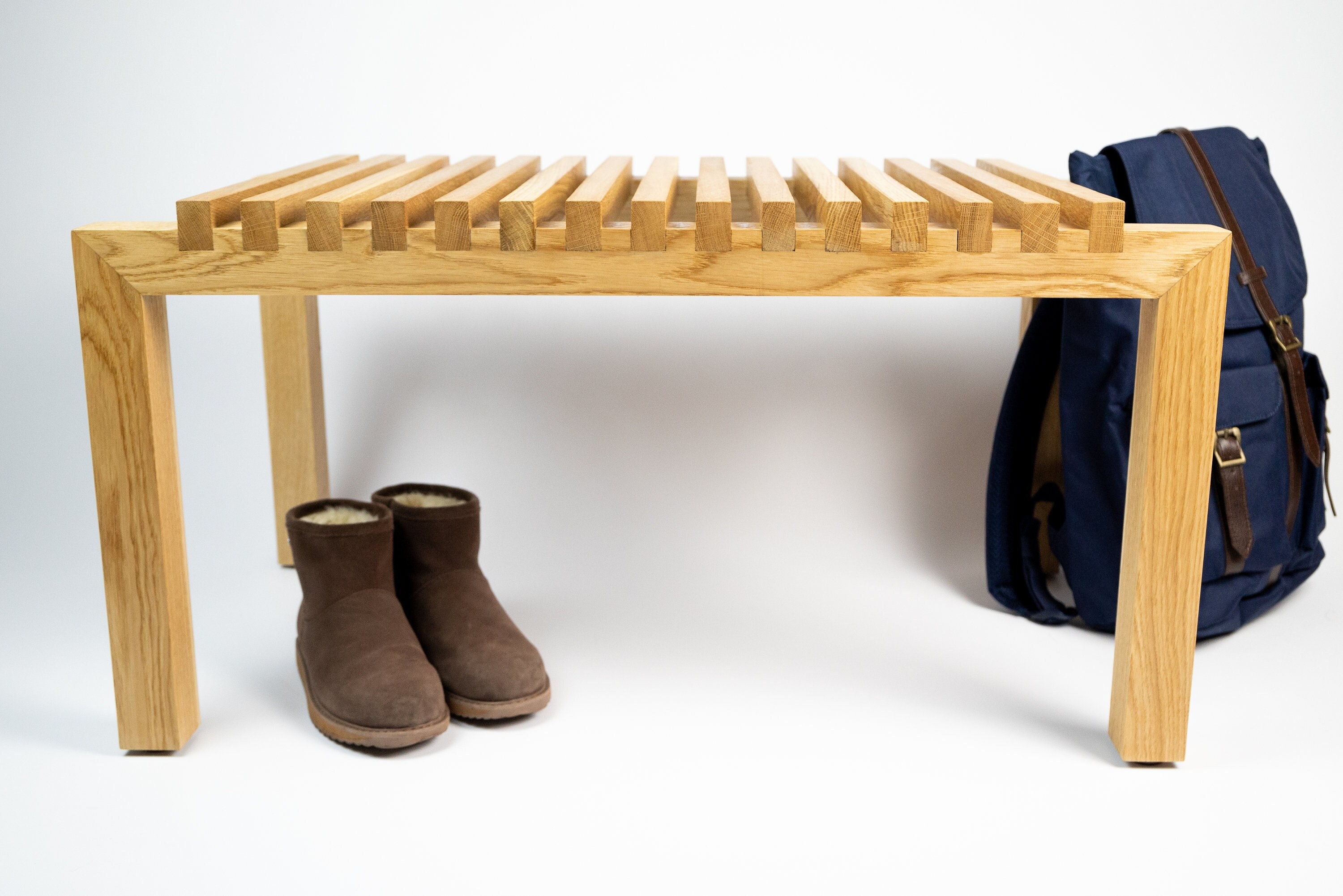 Modern Wooden Bench, Indoor Bench, Solid Natural Oak Bench ...