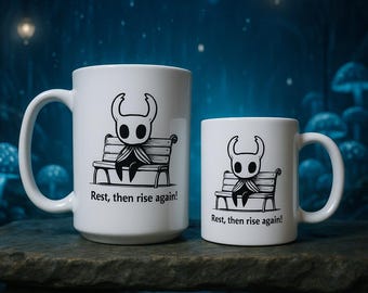 Hohle Ritter Tasse: Ruhender Held Outline Art, Gamer Geschenk