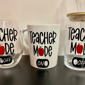 Teacher Mode On/Off Glass Tumbler, Mug & Wine Glass